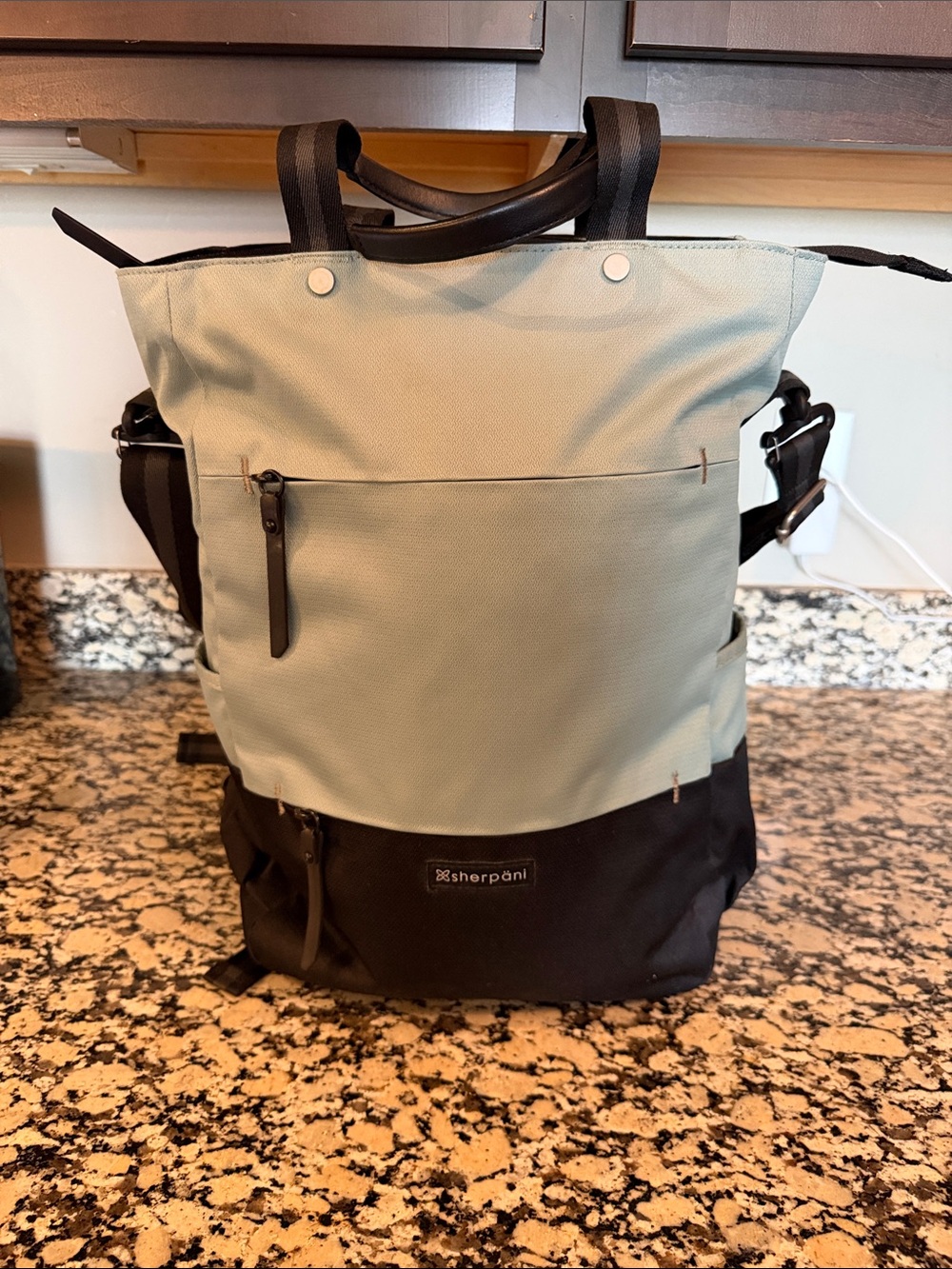 Sherpani Men's or Women's Two-Tone Sage and Black Roll-Top Pack